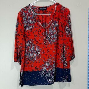 Beautiful Paisley Red Dress Top By Jones Of New York. Size Medium